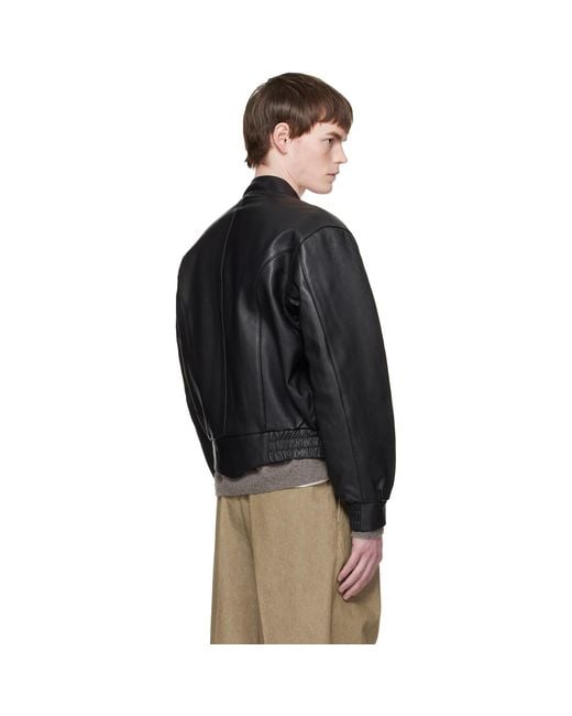 sunflower Black Leather Polo Biker Jacket for men