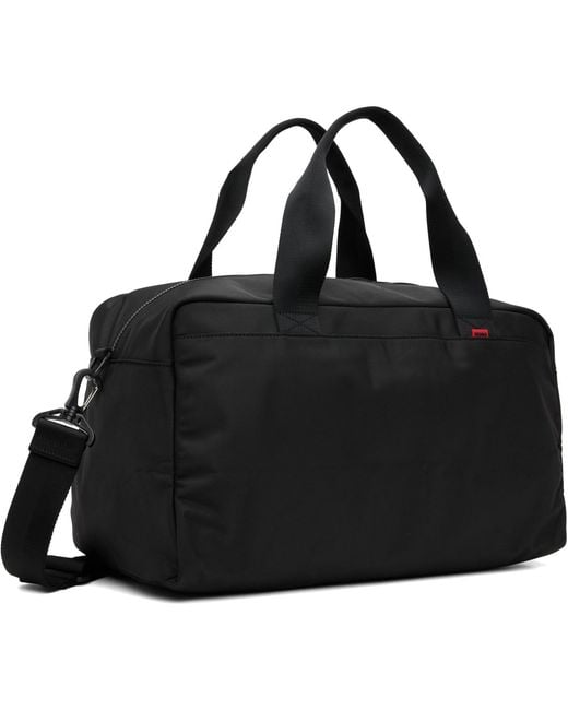 HUGO Black Canvas Logo Patch Duffle Bag for men