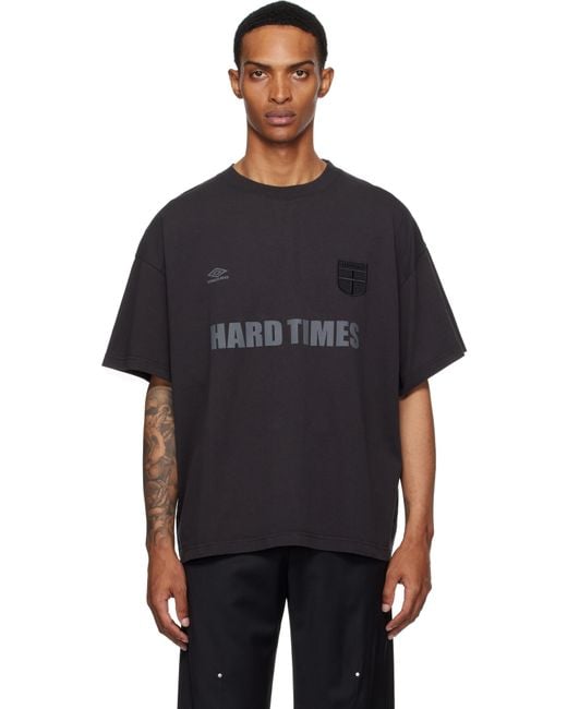 メンズ Umbro ブラック 'Hard Times' Tシャツ Black