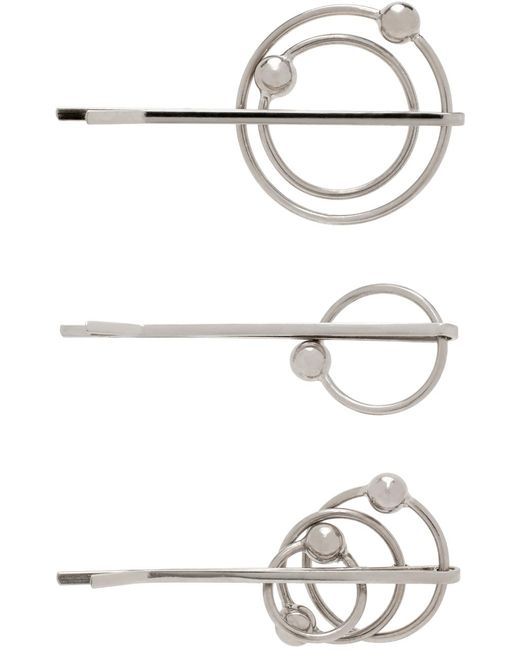 Ensemble de barrettes argentées à ferrures de style perçage Jean Paul Gaultier en coloris White