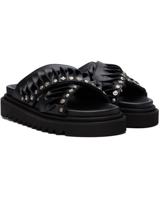 Toga Virilis Black Leather Sandals for men