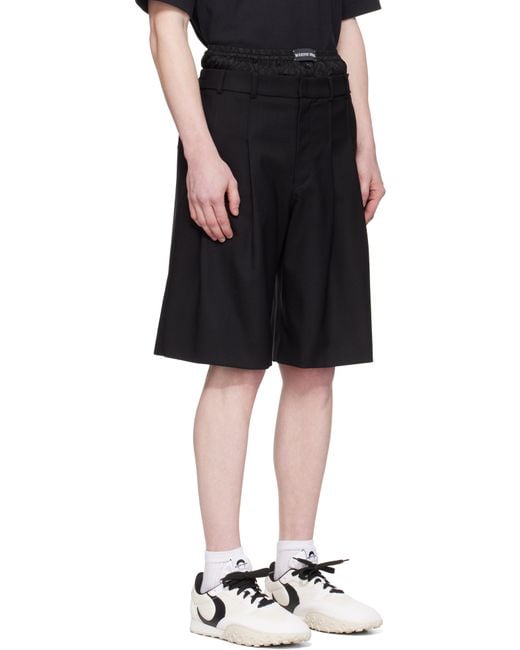 メンズ MARINE SERRE ブラック バージンウール ツイル ショートパンツ Black
