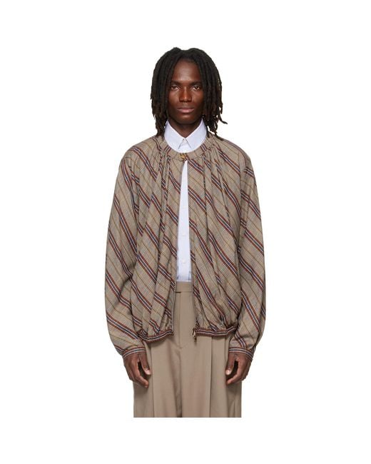 Vivienne Westwood Brown Gathe Bomber Jacket for men