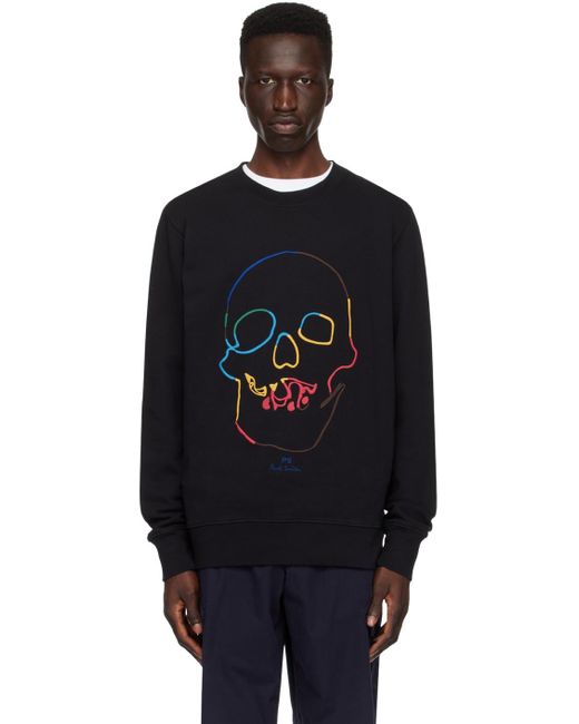 PS by Paul Smith Blue Black Linear Skull Sweatshirt for men