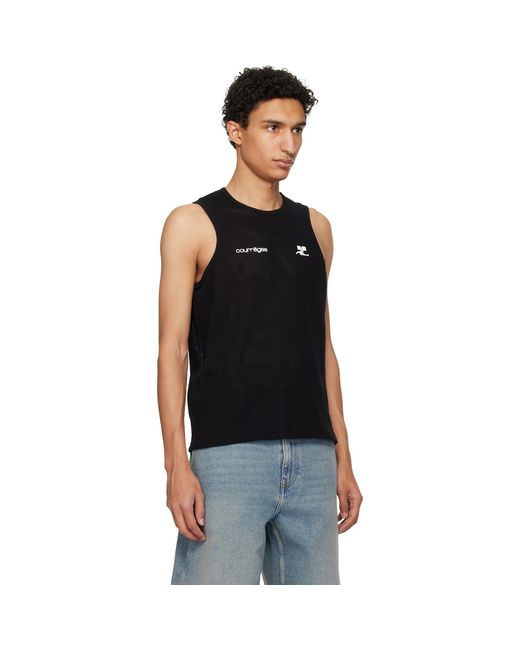 Courreges Black Printed Mesh Tank Top for men