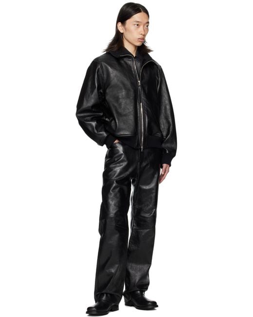 OUAT Black Office Leather Pants for men
