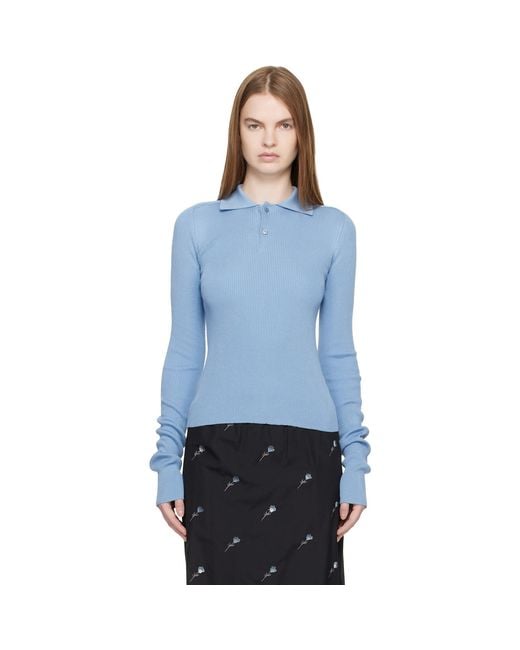 Rier Blue Fine Rib Polo