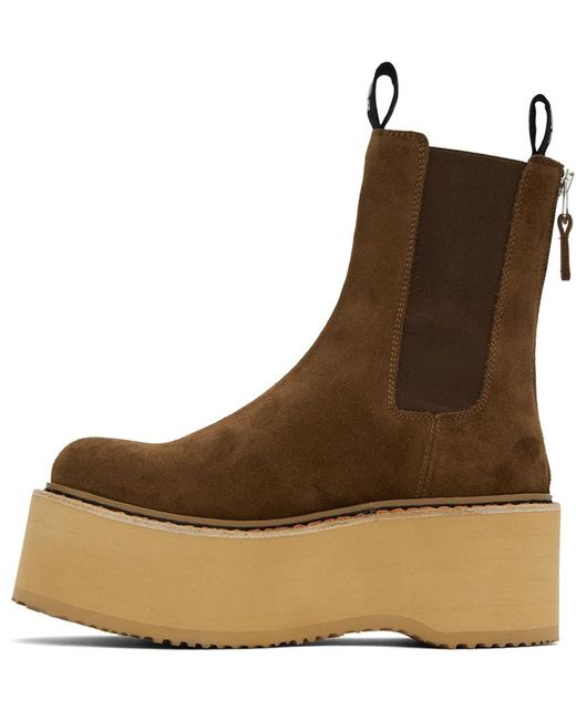 R13 Brown Double Stack Chelsea Boots