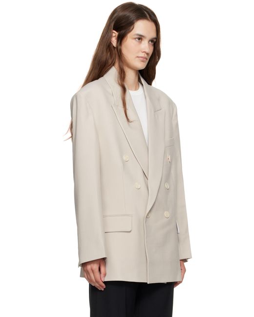 Victoria Beckham トープ リラックス ダブルジャケット Natural