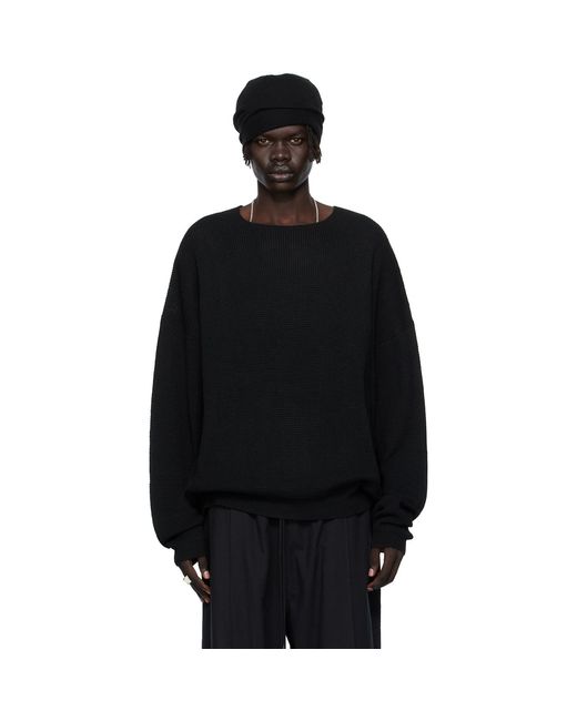 Fear Of God Black Waffle Long Sleeve Crewneck Sweatshirt for men