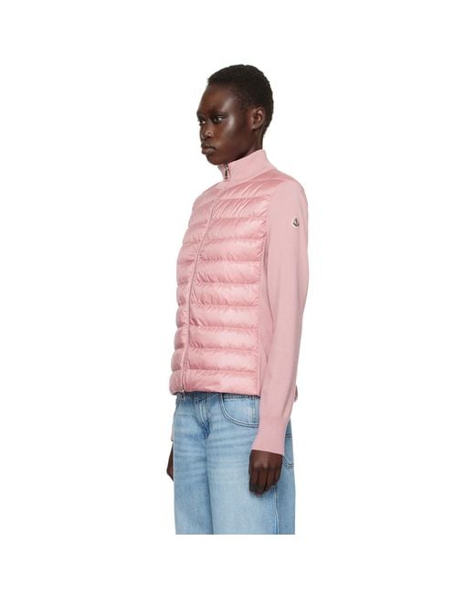 Moncler Pink Wool Down Padded Knit Jacket