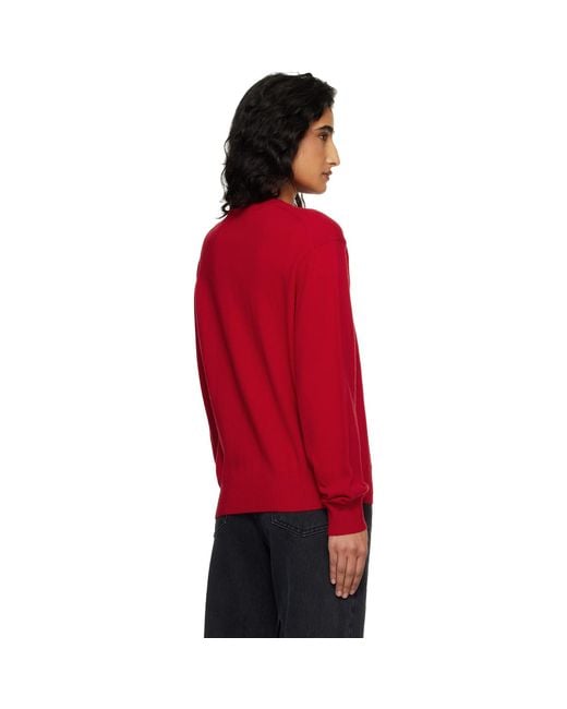 DUNST Red Soft V-Neck Sweater