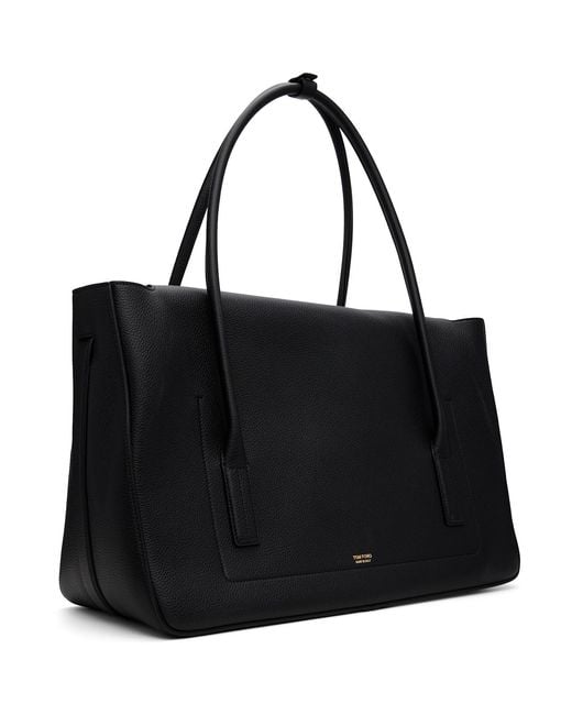 Tom Ford Black Grain Leather Eclipse Large Shoulder Bag