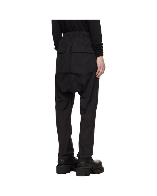 Rick Owens Black Tower Drawstring Long Trousers for men