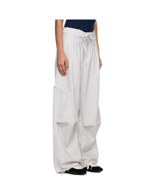 Y-3 White Off- Pinstripe Ut Straight Leg Lounge Pants