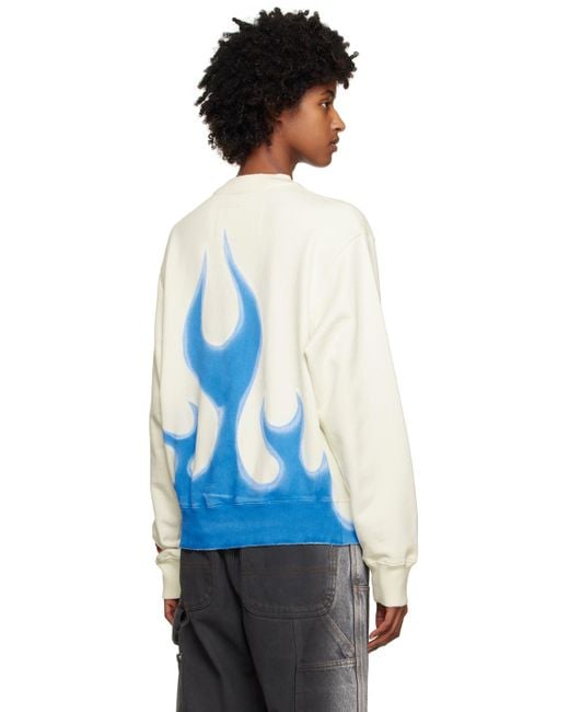 Heron Preston Blue White Law Flames Sweatshirt