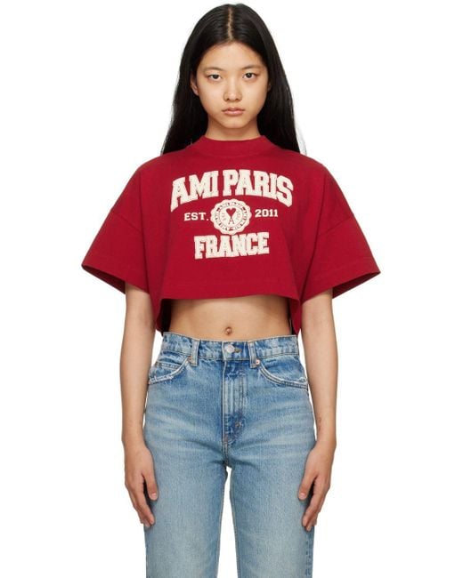 Ami Paris Red 'ami Paris France' T-shirt | Lyst
