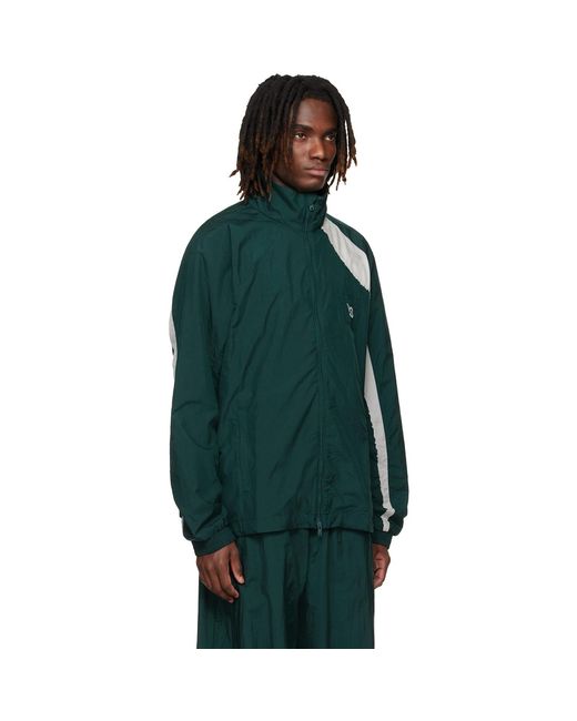 Y-3 Green Raw Edge 3 Stripes Nylon Shell Jacket for men