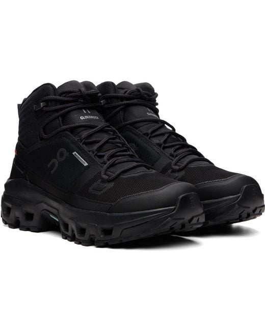 On Shoes Black Cloudrock Mid Waterproof Sneakers for men