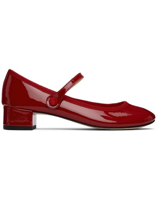 Repetto Red Rose Mary Jane Heels