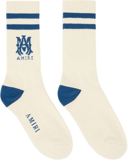 Amiri Blue Off- & Ma Core Logo Socks for men