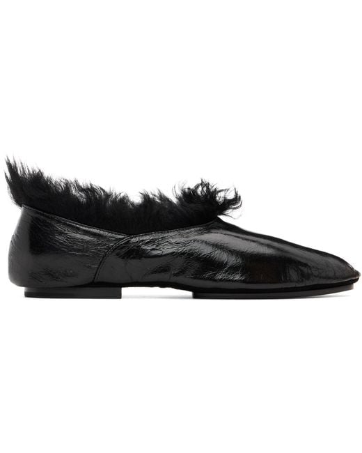Jil Sander Black Deerskin Slippers