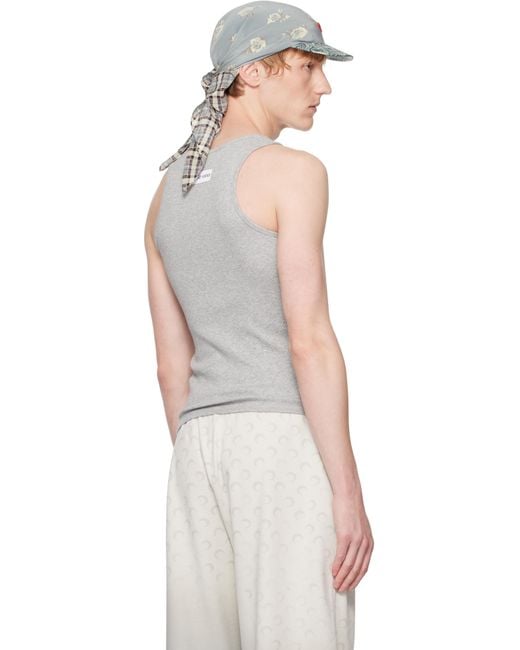 MARINE SERRE Black Organic Cotton Rib Tank Top for men