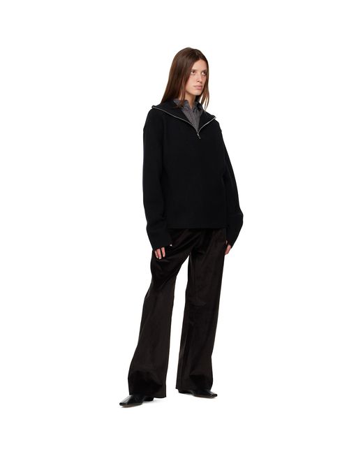 R2W Black Paulo Wool Hairy Zip-Up Sweater