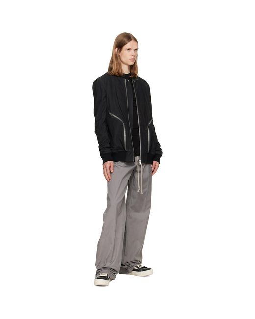 Rick Owens Black Tower Heizer Flight Suede Bomber Jacket for men