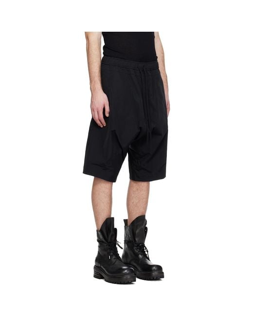 Julius Black Drop Crotch Shorts for men