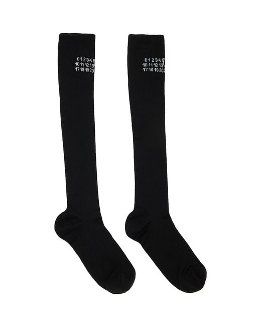 MM6 by Maison Margiela Black Rib Knee-High Socks