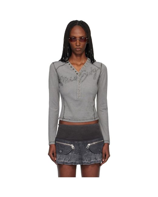 Miss Sixty Black Knwls Edition Logo Patchwork Top