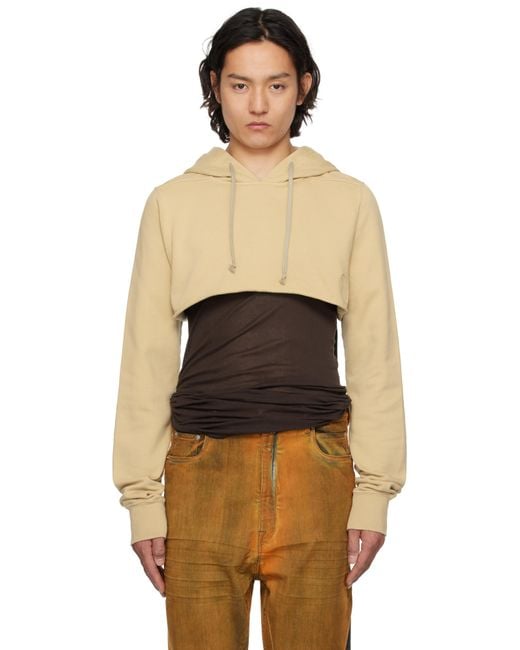 Rick Owens Black Hollywood Cropped Hoodie for men