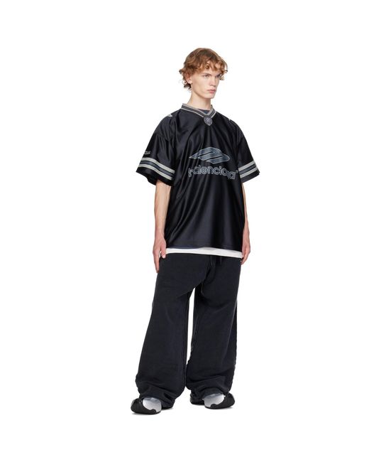 Balenciaga Black 3B Football V-Neck Oversized Jersey for men