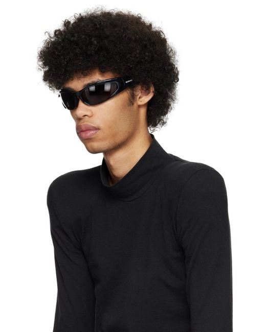 Balenciaga Black Reverse Xpander Rectangle Sunglasses for men