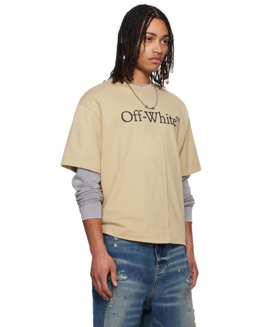 メンズ Off-White c/o Virgil Abloh ベージュ Big Bookish Skate Tシャツ Blue