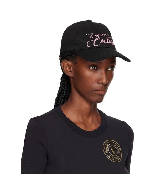 Versace Jeans Couture Black Cotton Logo Glitter Baseball Cap