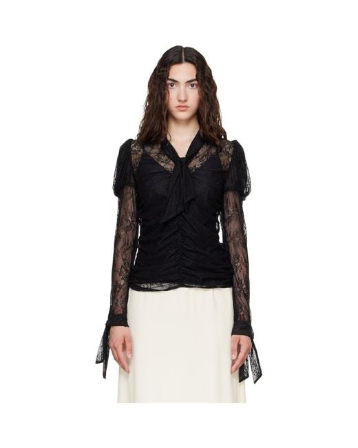 Anna Sui Black Long Sleeve Blouse