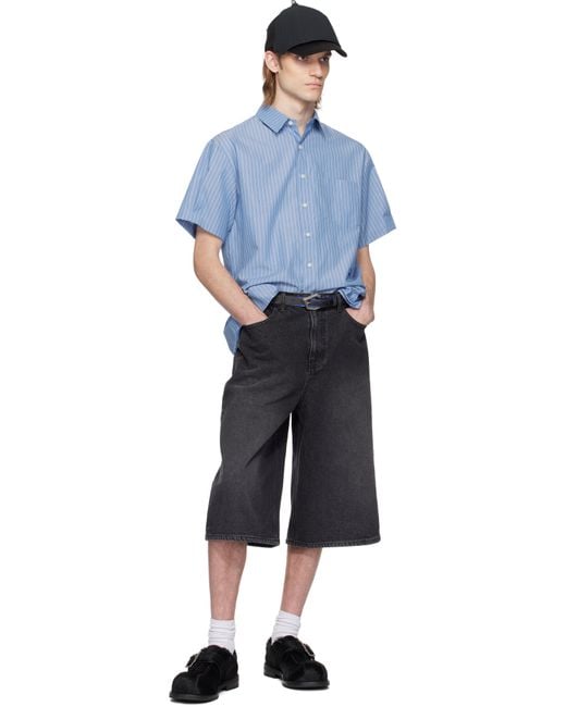メンズ Adererror ブルー Sig; Trs Tag Half Sleeve 01 シャツ Blue