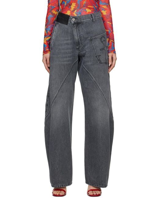 J.W. Anderson Black Gray Twisted Jeans