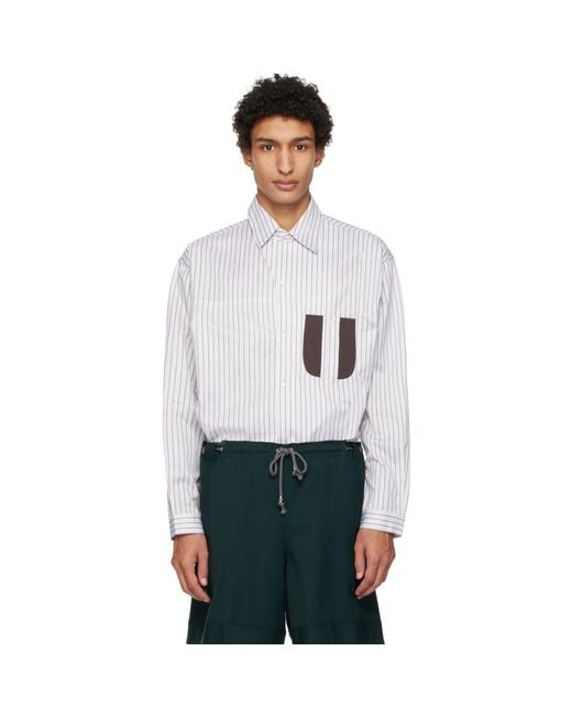 Kiko Kostadinov White Khaki Veca Panelled Shirt for men
