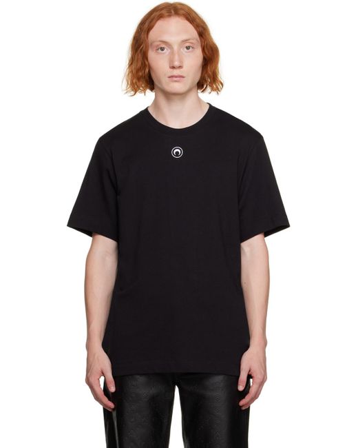 MARINE SERRE Black Embroide T-shirt for men