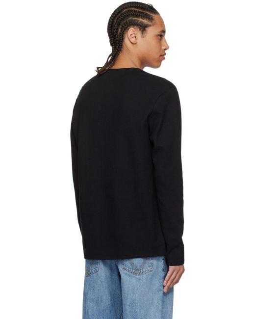 メンズ Boss ブラック ワッフル ストラクチャード Tシャツ Black