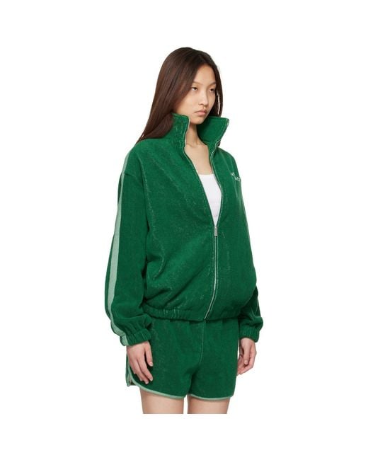 Versace Green Cotton-Terry Jacquard Zip Jacket