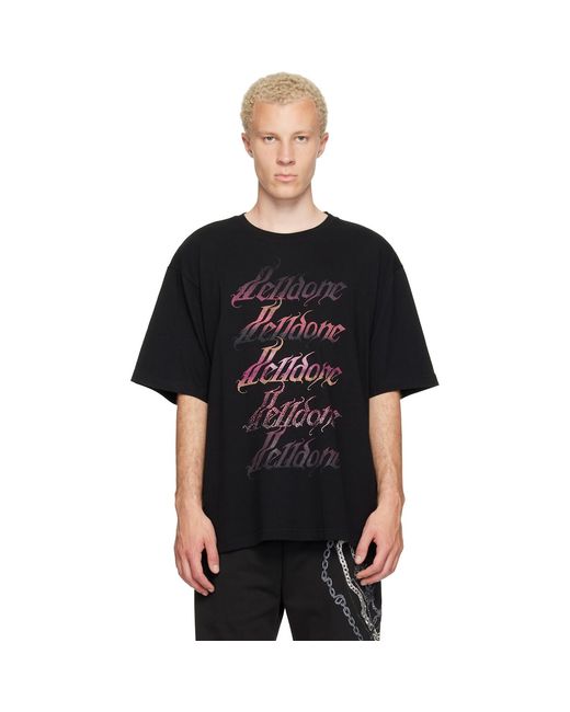 we11done Black Gradient Logo T-Shirt for men