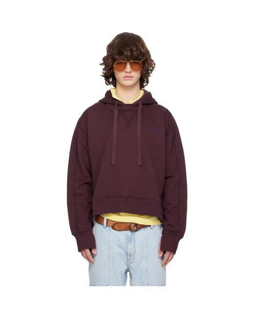 Sanderlak Purple Burgundy Embroidered Logo Hoodie for men