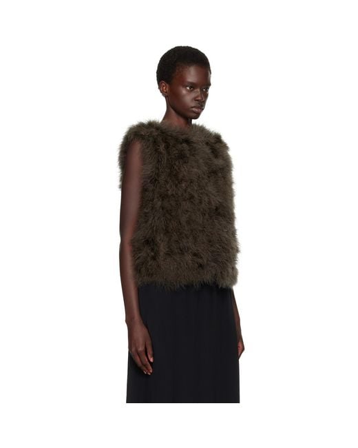 Yves Salomon Black Cropped Feather Gilet Vest