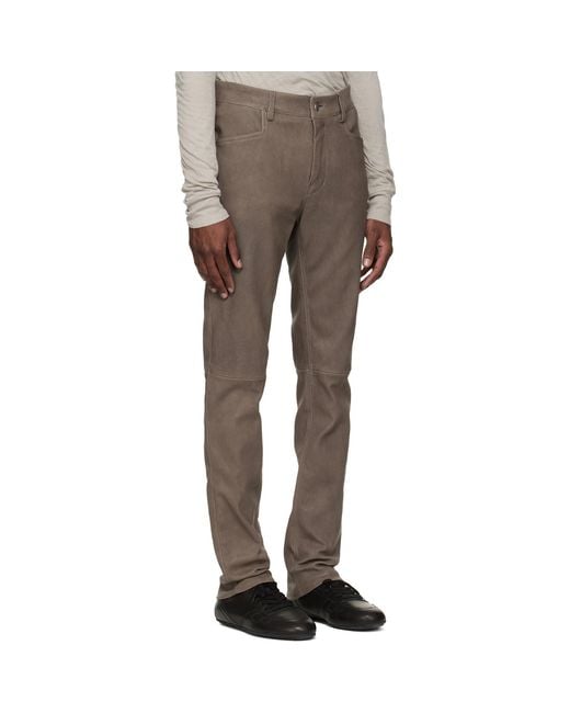 Rick Owens Natural Temple Tyrone Leather Pants for men