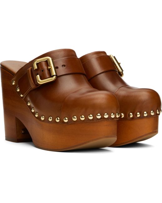 Chloé Brown Jeanette Wedge Mules