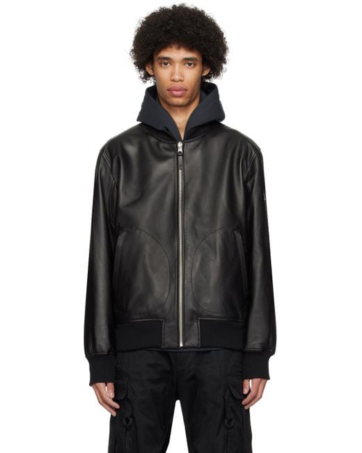 Mackage Black Easton Reversible Leather Jacket for men